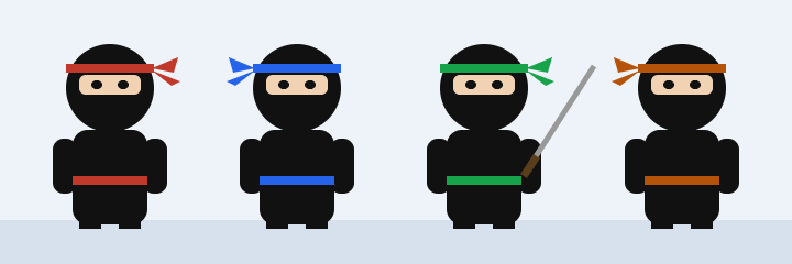 A row of ninjas